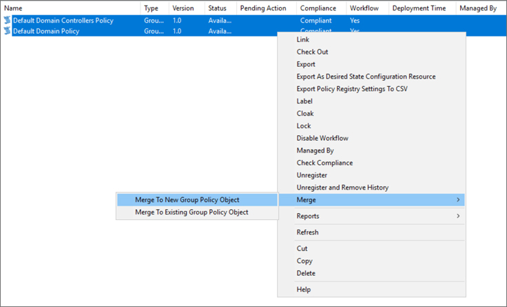 Group Policy Object merging options in Active Directory Group Policy Management solution