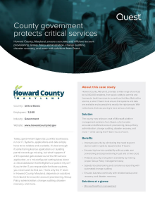 Howard County, Maryland, improves security and service availability, while saving hours of IT work, with solutions from Quest.